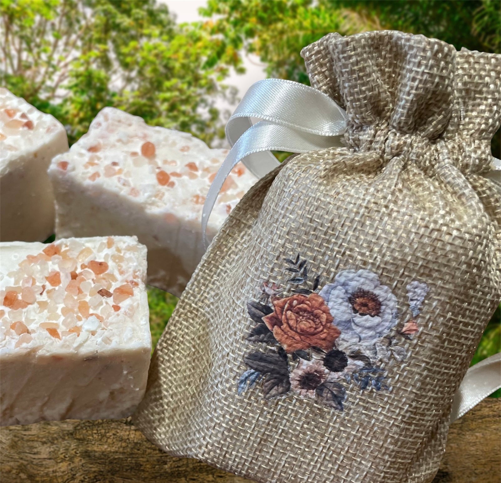 Linen Floral Soap Set