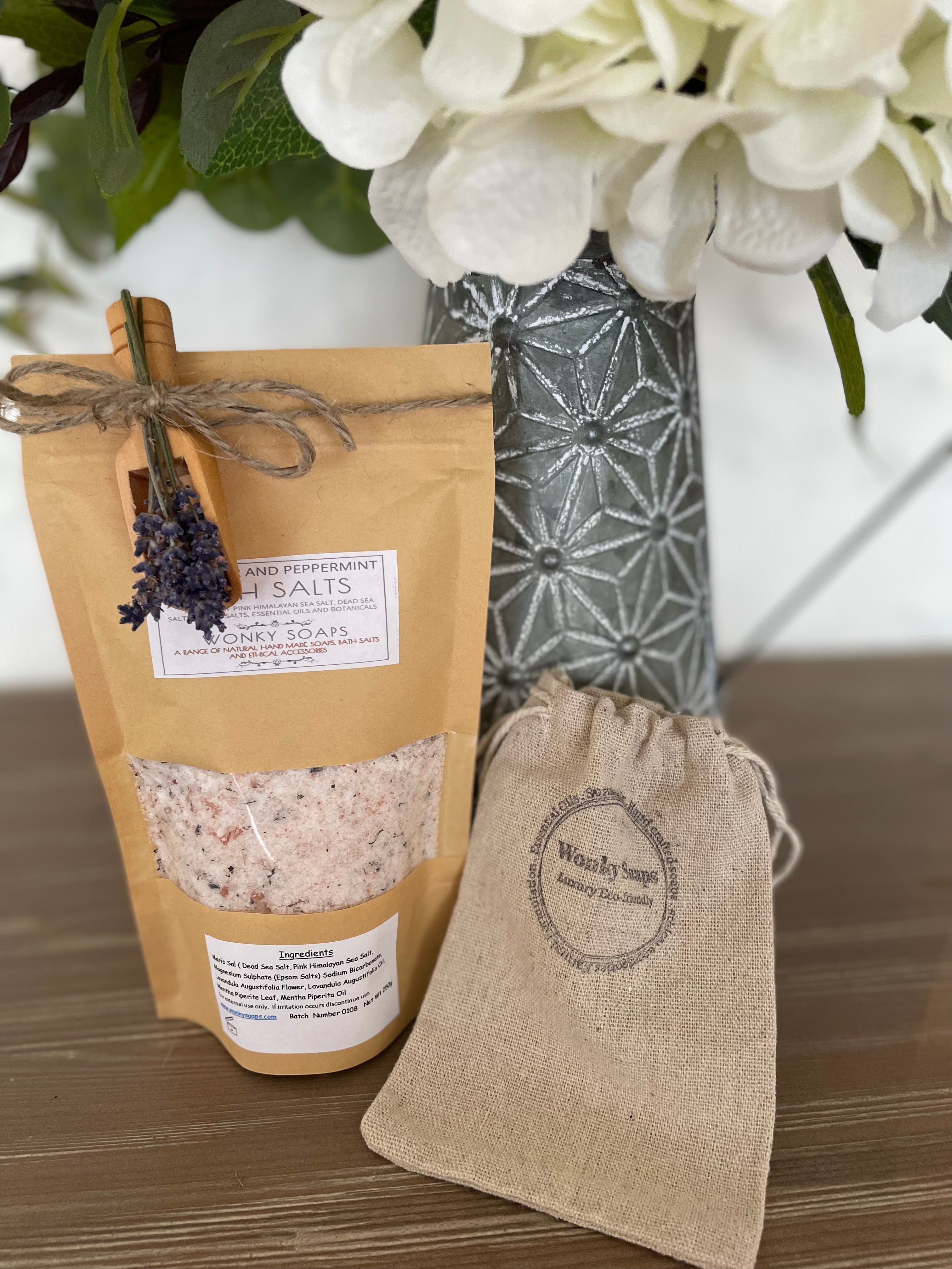 Linen soap and bath salt bag