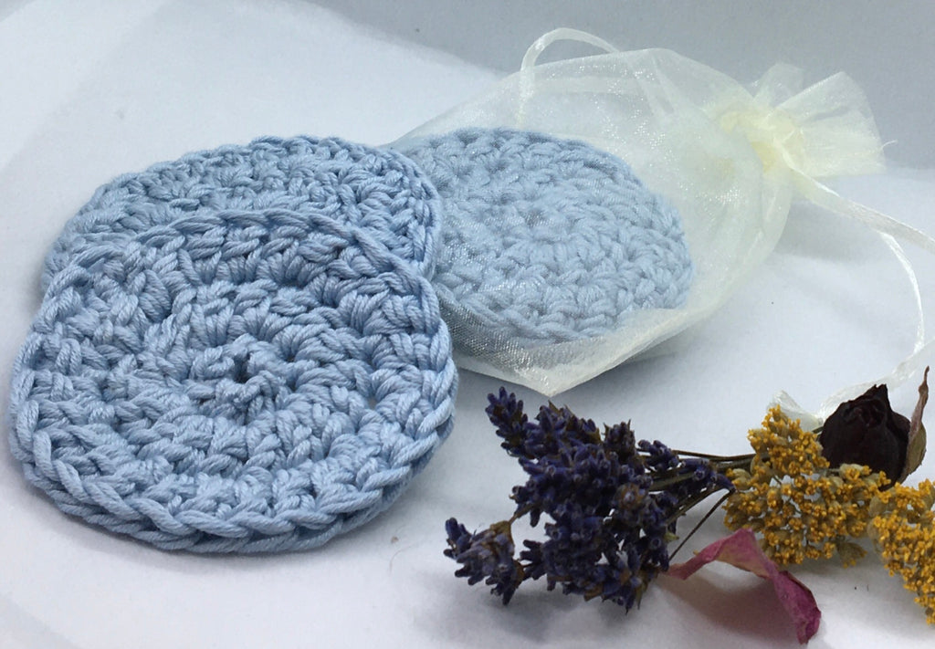 Crocheted, bamboo cotton, cleansing and makeup remover pads. Hand made by me.